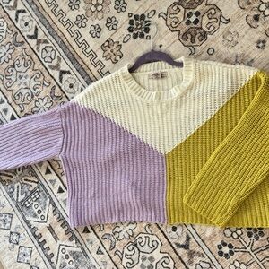 Sincerely Jules Colorblock Crewneck Sweater - Cream, Lavender & Mustard